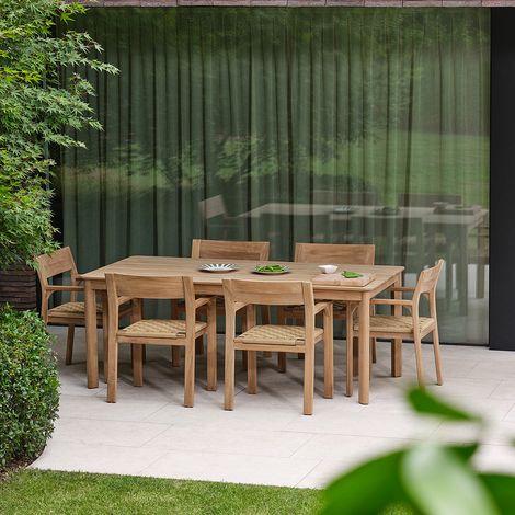 Salon de jardin en teck et rotin 6 personnes (1/5)