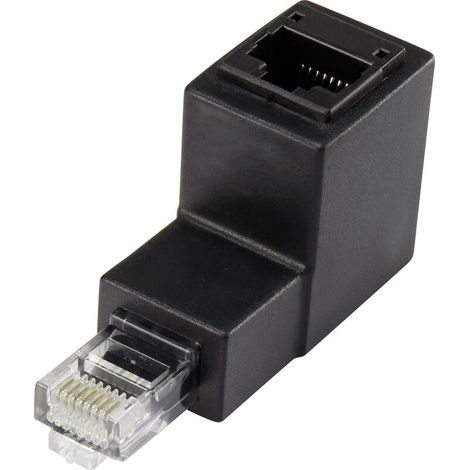 Adaptateur réseau informatique RJ45 Trywise CAT 5e [1x RJ45 mâle - 1x RJ45 femelle] Coudé vers le bas à 90° 0.00 m noir Y851451 (1/3)