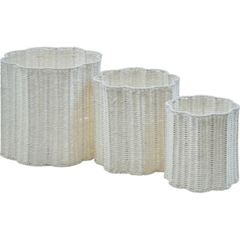 Lot de 3 Paniers Effet Corde "Bloomy" 38cm Blanc