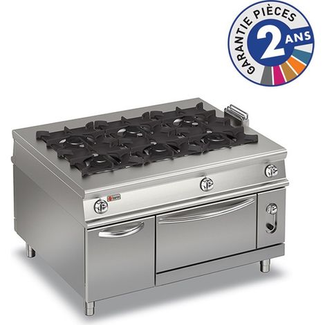 Fourneau à Gaz sur Four Electrique - 6 feux vifs - 38,4 kW - Baron