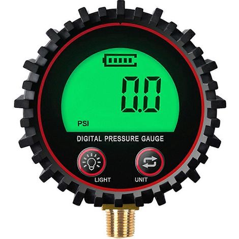 Manomètre numérique de pression de gaz 255 PSI avec raccord fileté M11 1/4 1/8 NPT et manchon de protection en caoutchouc, compatible avec les voitures et les motos. (1/5)