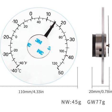Außenthermometer, wasserdichtes Fensterthermometer, transparentes Gartenthermometer (1/4)