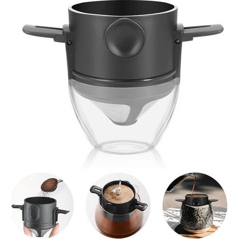 Filtre à café, porte-filtre à café, filtre à café en acier inoxydable, porte-filtre à café réutilisable, porte-filtre à café sans papier pour infusion manuelle (1/5)
