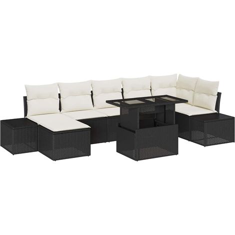 Maison Exclusive - Garten-Sofa-Set mit Kissen 8 pcs Schwarz und C