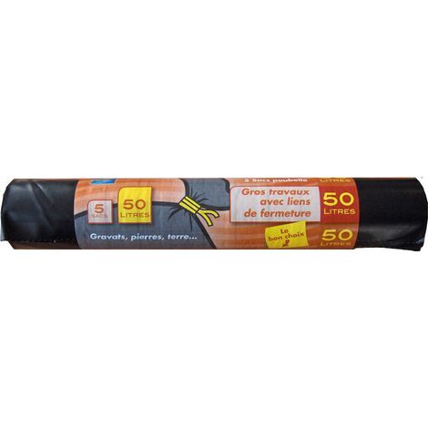 Schuttsack 50 l x 5 Schwarz 100 µm - Publi Embal