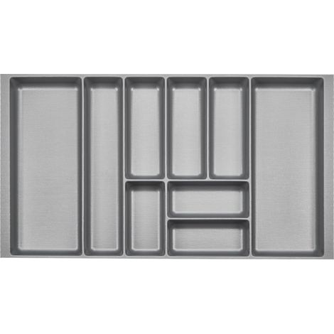 1 Range-couverts - Tiroir Nobilia - Polystyrène - Compatible Hettich Innotech IT470 - Surface antidérapante - Cuisine - Gris argenté - 46,1x80,9cm (1/5)
