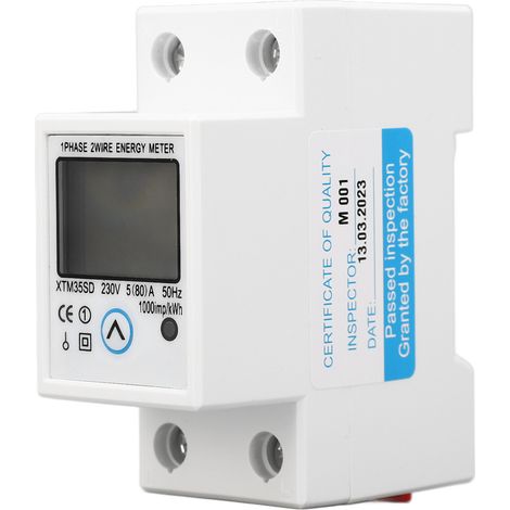 Digitales DIN-Schienen-Strommessgerät, misst Spannung, Strom, Frequenz, Energieerkennung, Digitalanzeige, rückstellbar, einphasig, integriertes Amperemeter und Voltmeter, 230 V, 50 Hz, 35 mm, hohe Gen (1/5)