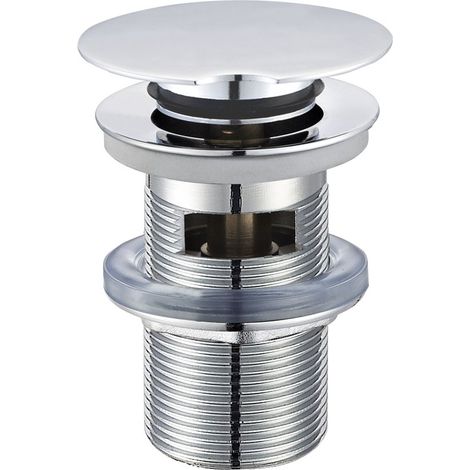 Robinet de lavabo chromé avec fermeture pivotante – 1 1/4 – Trop-plein inclus – Design Royal Plaza (1/4)