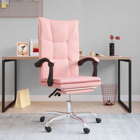Chaise de bureau inclinable Fauteuil gamer - Chaise d'ordinateur Rose Similicuir BonneVie-84877 (1/5)