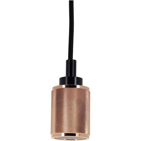 Portalámparas colgante de aluminio con acabado de cobre chapado en oro rosa – cable eléctrico – diseño de diamante – SDV03EP