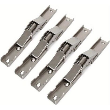 Lot de 4 Charnières Pliantes sans Perçage 90°/180° en Métal Robuste Matériau à Ressort Plat pour Portes et Meubles, Style Classique (1/4)
