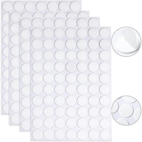10 feuilles de ruban adhésif double face de 20 mm, autocollantes rondes amovibles, pâte adhésive transparente (1/5)