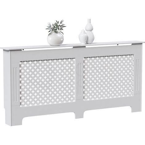 Oxford Heizkörperverkleidung MDF Moderner Schrank Grill, Weiß, Extra-Groß