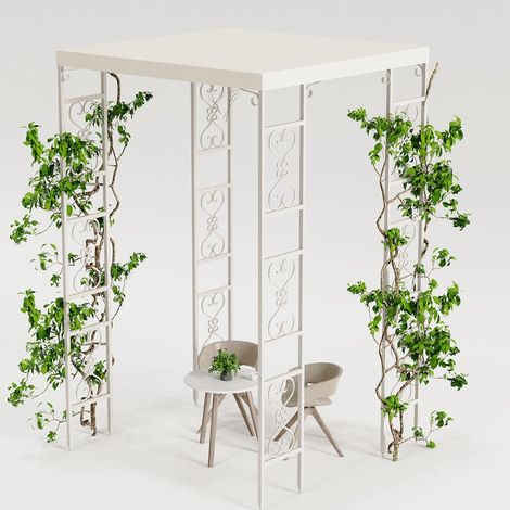 Unho – Pergola en métal extérieur – Tonnelle de jardin imperméable – Arche rectangulaire 180x180x270cm – Design floral élégant (1/5)