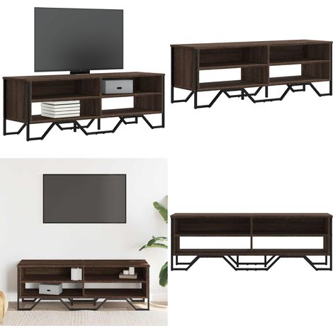 Mobile Porta TV Rovere Marrone 122x34x41cm in Legno Multistrato - Credenza TV - Mobile in legno