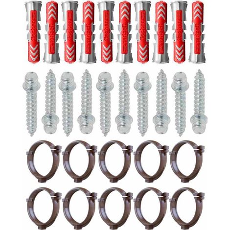 Ensemble de 10 colliers tube de descente Ø80 Cuivre + 10 Vis 7x40mm + 10 Chevilles Duopower 8x40mm - Arcanaute