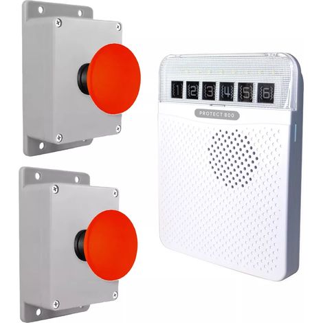 Alerte panique 800m sans fil - 2 boutons coup de poing sur piles & Carillon - 6 zones (PROTECT 800) (1/3)