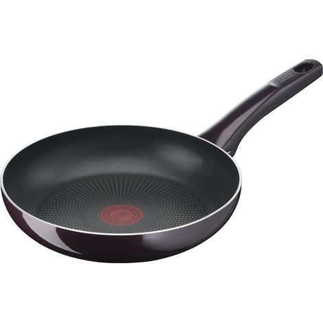 TEFAL D52202 Resist Intense padella da 20 cm, antiaderente, protezione Flame Protect, resistente, con segnale termico, facile da pulire, sicura, colore bordeaux (1/4)