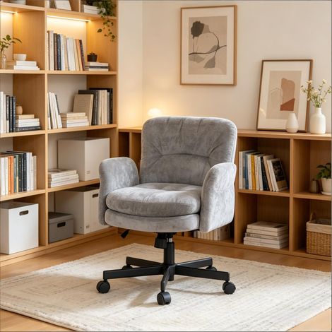 Fauteuil de maquillage pivotant moderne, chaise de bureau d'appoint, siège de salle à manger rotatif, chaise de chambre à coucher, chaise de salon (lot avec siège auxiliaire) (1/5)