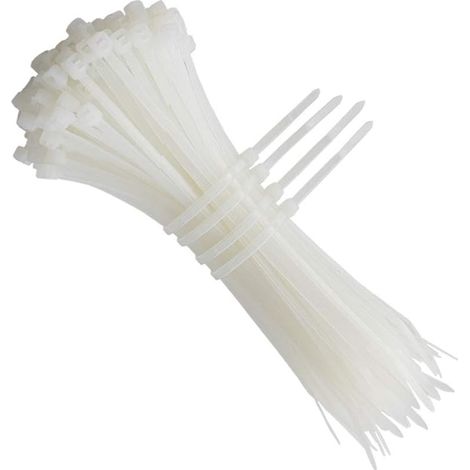 Lot de 500 serre-câbles électriques en nylon autobloquants blancs de 200 mm x 4,8 mm - résistance de 22 kg (1/5)