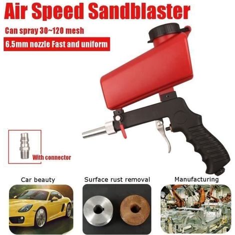 Tragbare pneumatische Sandstrahlpistole mit Schwerkraftzufuhr und einstellbarer Durchflussrate zum Sandstrahlen und Entlacken (1/4)