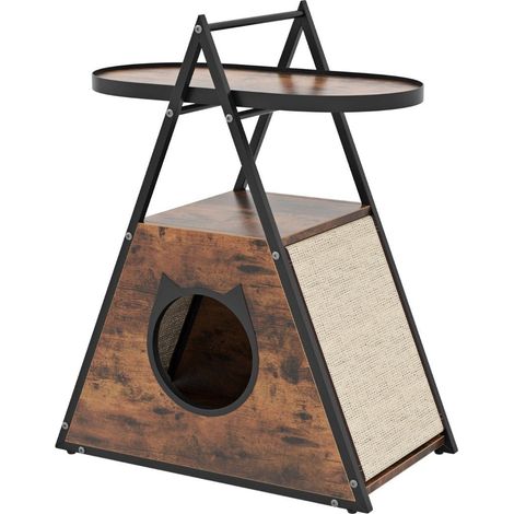 Gabinete para gatos 3 en 1 casa para gatos mesa auxiliar y mesita de noche con cueva para gatos y tapetes para rascar
