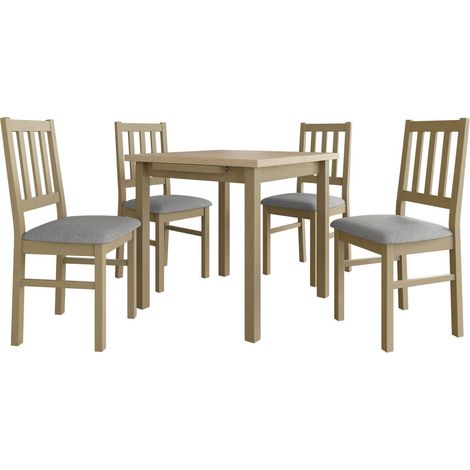 Conjunto de mesas y sillas para comedor Victorville 314, Roble Sonoma, 76x80x80cm, Diámetro: 0, Número de asientos: 4, Estilo: Contemporary
