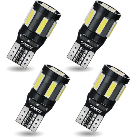T10 W5W LED CANBUS 12V Car Interior Lamp White  T10 W5W LED Bulb Anti Error 501 194 Dome Ceiling Light Map Side Trunk Position License Plate Lamp 4pcs (1/5)