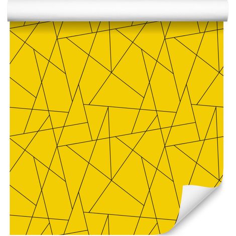 Carta da parati con motivo geometrico giallo, dettagli delicati, 50x1000 cm (1/5)