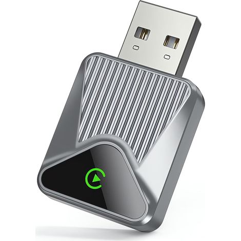 Adaptador inalámbrico 2 en 1 para Apple CarPlay y Android Auto Conexión estable Convierte de cable a inalámbrico, color plata (1/5)
