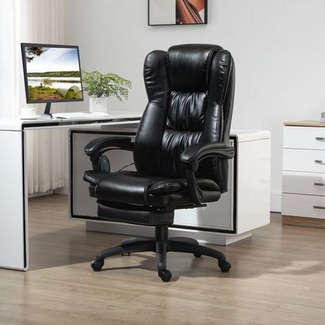 Silla de Masaje Reclinable con Altura Ajustable Reposapiés Retráctil y Control Remoto 68,5x68,5x113-121 cm Negro (1/5)