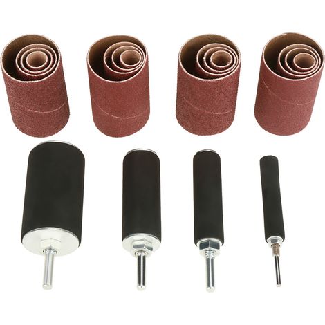 Lot de 20 tambours de ponçage pour perceuse à colonne, coffret complet avec mandrin, abrasifs assortis (1/5)