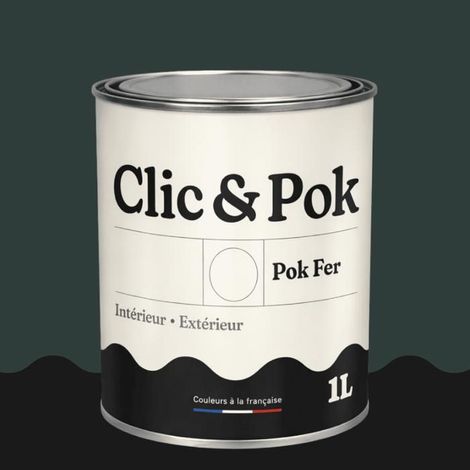 Peinture Fer Antirouille – Métal Extérieur Intérieur, Satinée, Protection Rouille - 1L - RAL 6012 - Vert noir
