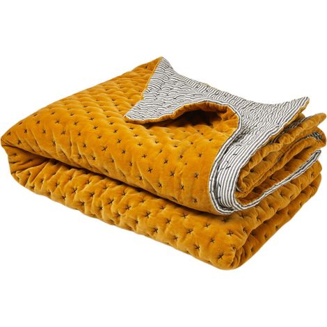 Couvre-lit matelassé en Velours de coton au dos rayé MALO