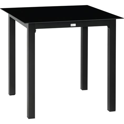 Gartentisch aus verzinktem Stahl, wetterbeständig, Maße 80 x 80 x 74 cm, Schwarz