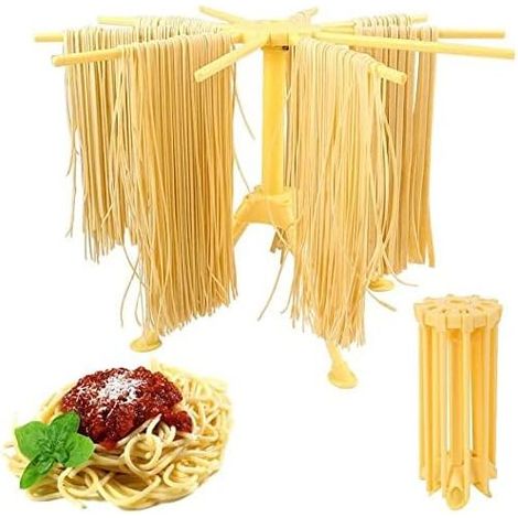 Séchoir à pâtes support à pâtes, séchoir à spaghetti pliable, séchoir à pâtes avec 10 échelons extensibles 28 x 16,8 cm (jaune) (1/5)