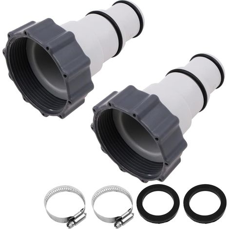 Lot de 2 adaptateurs de tuyau avec collier de rechange pour piscine hors sol de 3,8 cm à 3,2 cm Adaptateur de tuyau pour pompes filetées Valve de piston (1/5)
