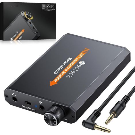 Portable Headphone Amplifier 3.5mm Audio HiFi Headphones Earphones with Lithium Battery, Matte Aluminum Surface for MP3 MP4 Phones Computer (1/5)