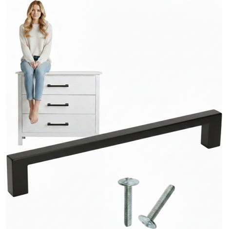 Tirador de mueble negro estilo loft mate Skyline 192 mm estilo loft AKS (1/5)