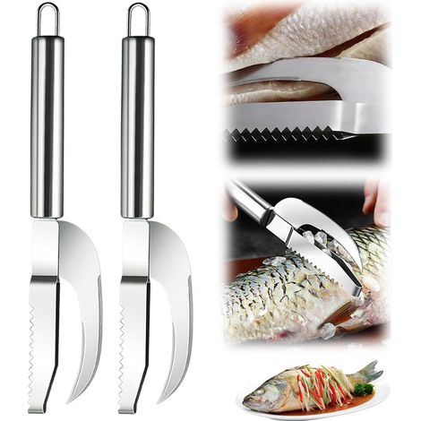 Fischschuppenschaber, multifunktionales Fischschuppenmesser aus Edelstahl, Fischreinigungsset, Schuppenentferner für den Gebrauch zu Hause, auf Märkten und in Restaurants (2 Stück)