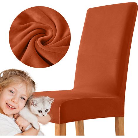 Housse de chaise en velours épais – Couleur cuivre – Matériau durable et imperméable – Protection contre salissures et usure