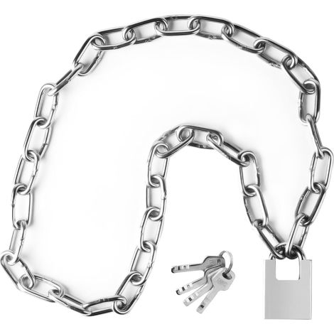 Chaîne antivol, 5 mm x 1 m, antivol pour vélo, chaîne de sécurité en acier inoxydable pour portes, garages, poubelles, pour scooters, avec cadenas (1/5)
