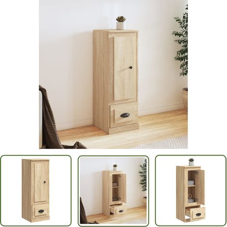 The Living Store Highboard Sonoma-Eiche 36x35,5x103,5 cm Holzwerkstoff - Sideboard - Hochschrank - Wohnzimmermöbel - Eichefarben - Holzwerkstoff (1/5)