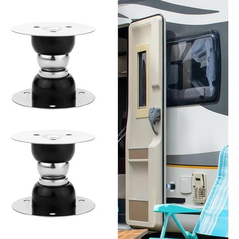2 cierres magnéticos para puertas de autocaravanas, topes de puerta con tiras y tornillos, accesorios para autocaravanas, remolques, furgonetas camper y portaequipajes (negro) (1/5)