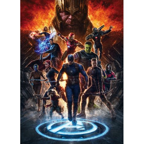 Papier peint panoramique vintage & retro Avengers contre Thanos (1/5)