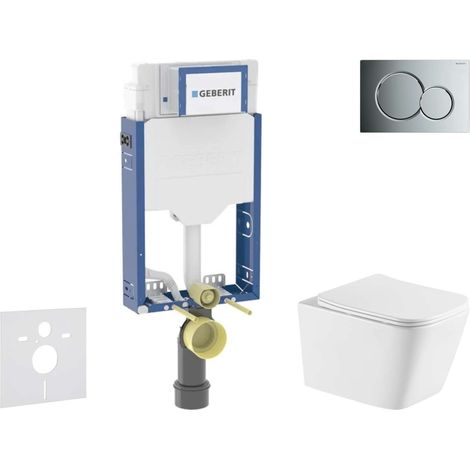 Geberit Kombifix - Set Vorwandelement,Arkas I-WC mit Softclose-Sitz und Sigma01-Betätigungsplatte, Chrom glänzend SANI15CA1146