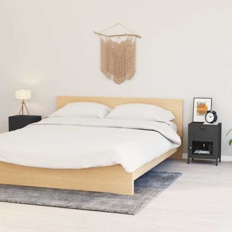 vidaXL Mesitas de noche 2 uds acero y cristal antracita 40x30x54,5 cm (1/4)