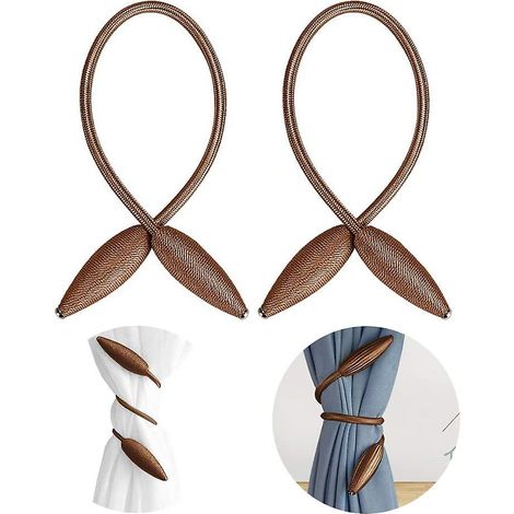 Attaches-rideaux marron naturel et simple - Lot de 2 (1/5)