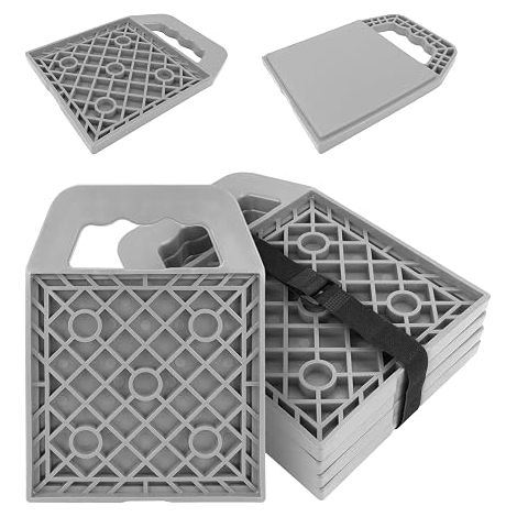 plaques de support empilables pour caravane, avec poignée, blocs cric, stabilisateur, gris (1/5)
