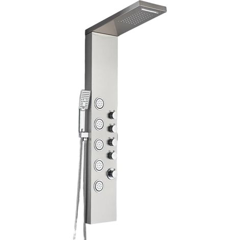 Ensemble de douche argenté pour salle de bain, panneau de douche effet pluie.